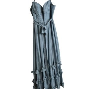 Prom Ball Formal Gown Blue Multi Tiered Lace Up Back New 2708